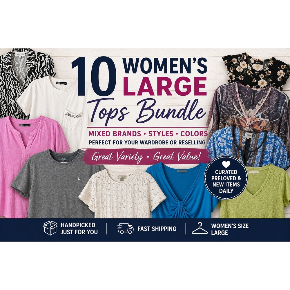 10 Women's Large Tops Blouses Mixed Brands Casual Career Reseller Clothing Lot